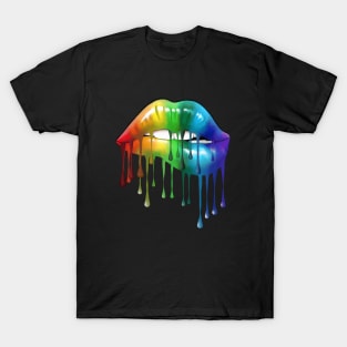 Lips Rainbow Gay Homosexual Lesbian Lips Pride T-Shirt